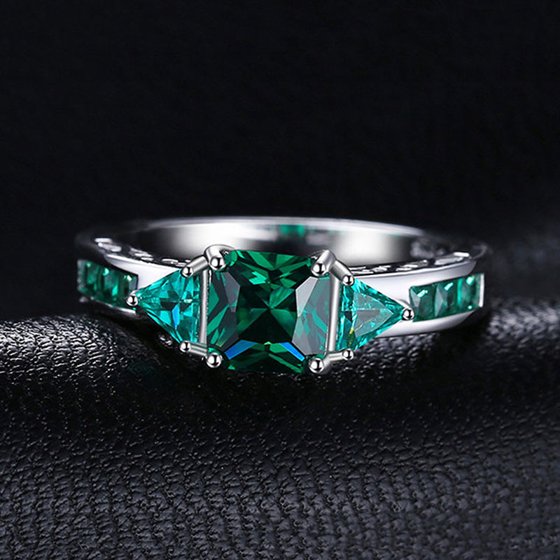 Green AAA CZ Silver Rings