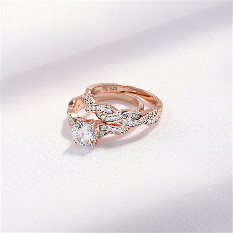 925 Silver Engagement Rings with 18K rose gold cover