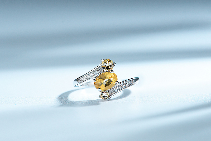 Natural Yellow Citrine Crystal 925 Silver Rings