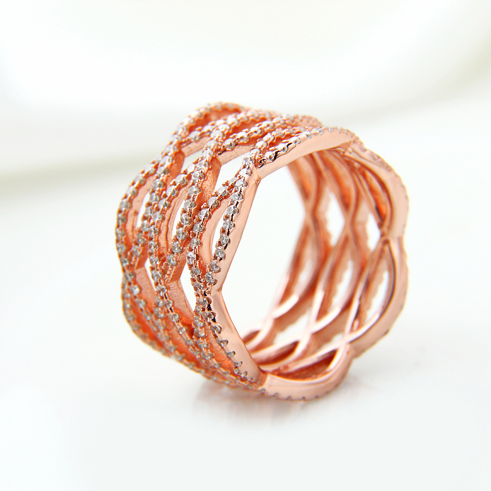 925 Silver Fashion Infinity Ring band with 18K Rose Gold Plating