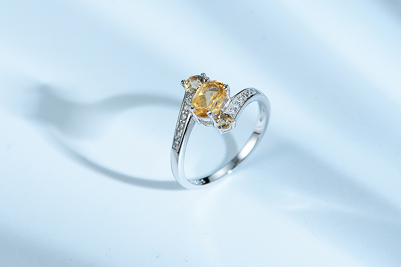 Natural Yellow Citrine Crystal 925 Silver Rings