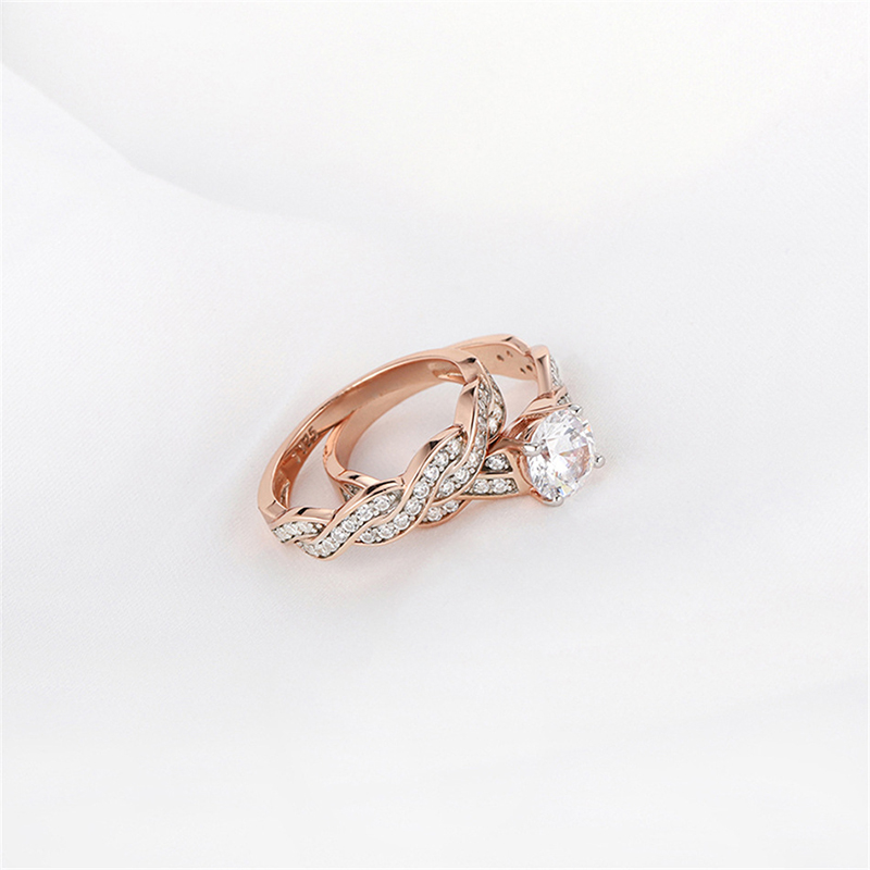 925 Silver Engagement Rings with 18K rose gold cover