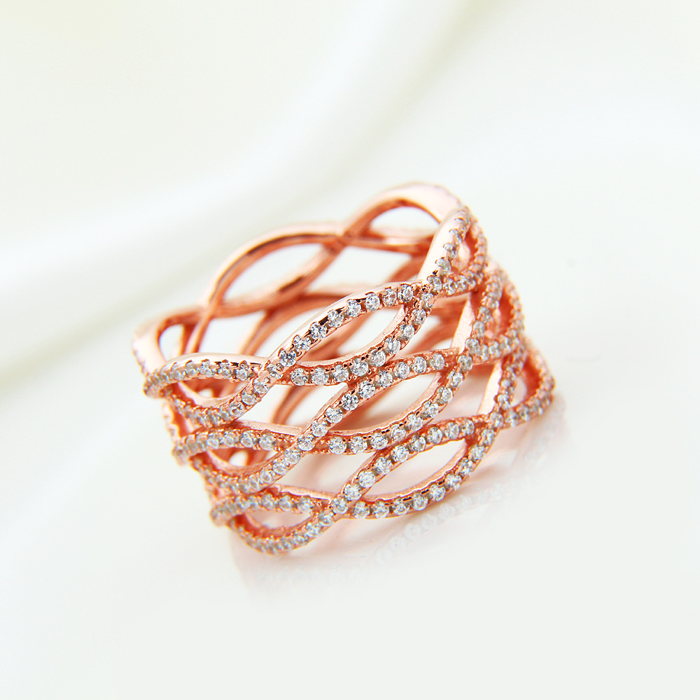 925 Silver Fashion Infinity Ring band with 18K Rose Gold Plating