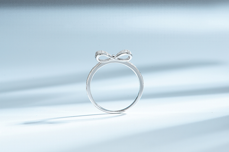 Bow Tie 925 Silver Rings with CZ Stone