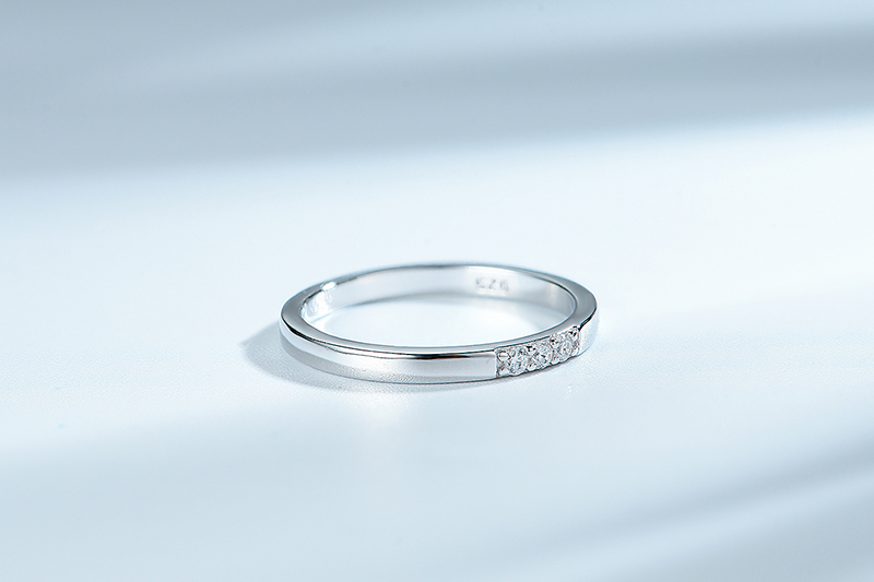 Sterling Silver Ring Band with CZ