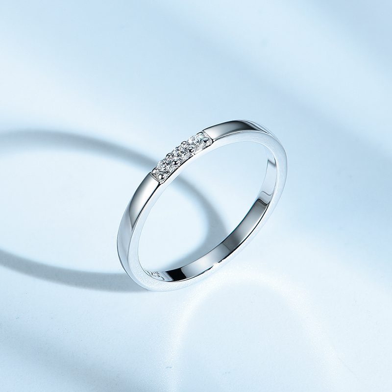 Sterling Silver Ring Band with CZ