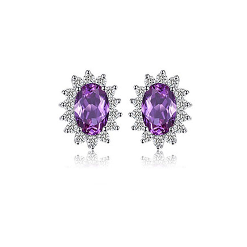 S925 Silver Earrings with Color CZ Stone Fashion Jewelry