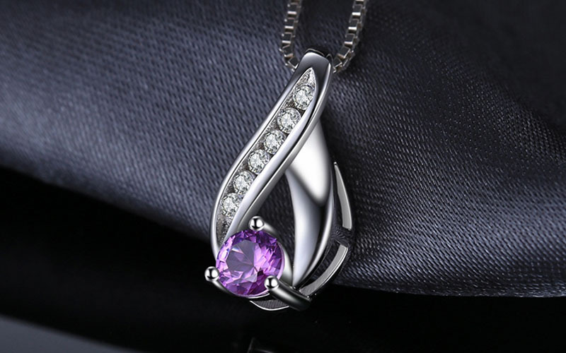 S925 Silver Necklace Pendants with Natural Amethyst Crystal