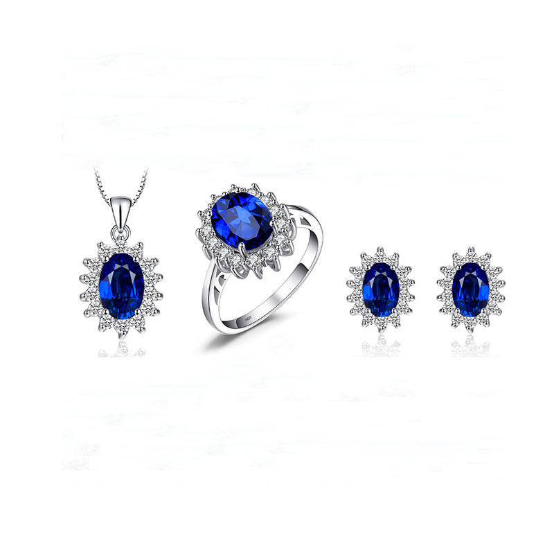 S925 Silver Jewelry Set Hot Sales Fashion Color Stone