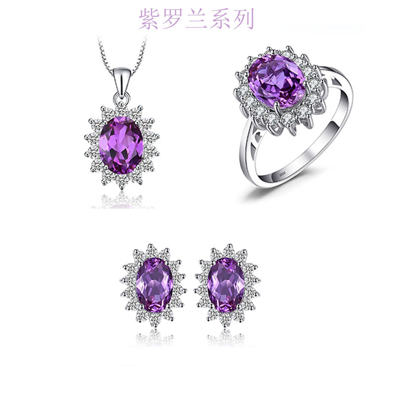 S925 Silver Jewelry Set Hot Sales Fashion Color Stone