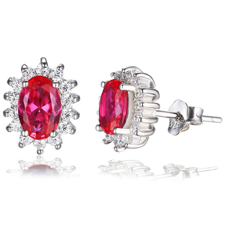 S925 Silver Earrings with Color CZ Stone Fashion Jewelry