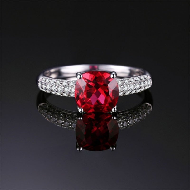 S925 Silver Rings with Ruby Color CZ Stone