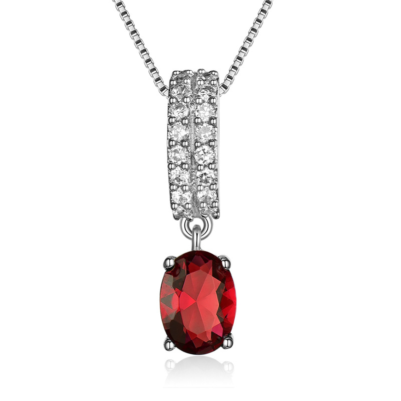 Oval Shape Gemstone Necklace Pendants Silver Fashion Jewelry