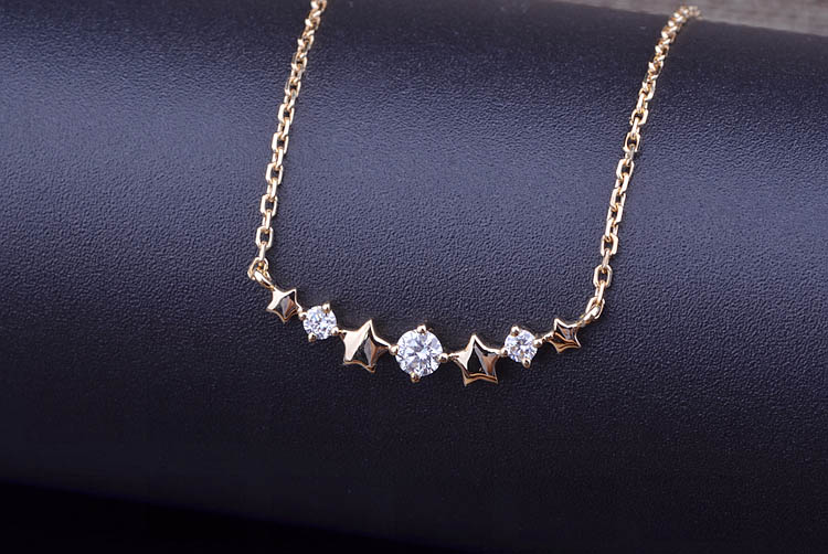 18K Yellow Gold Star And Diamond Necklace Pendants