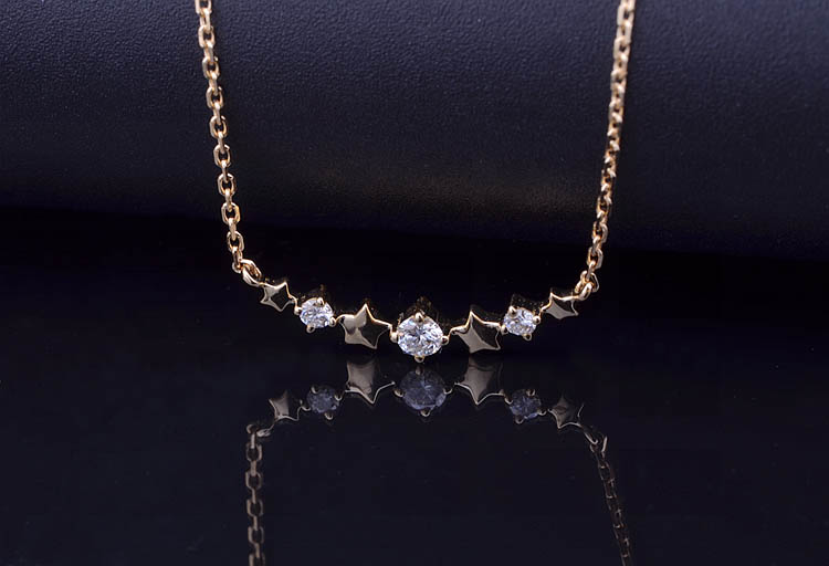 18K Yellow Gold Star And Diamond Necklace Pendants