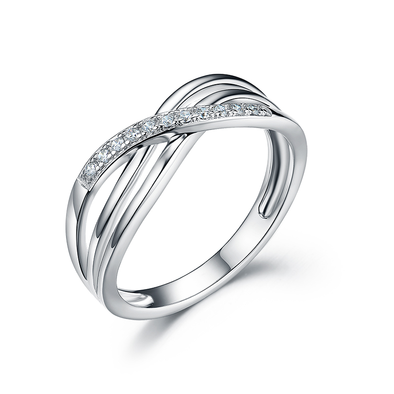 925 Silver ring with CZ infinity design rhodium plating