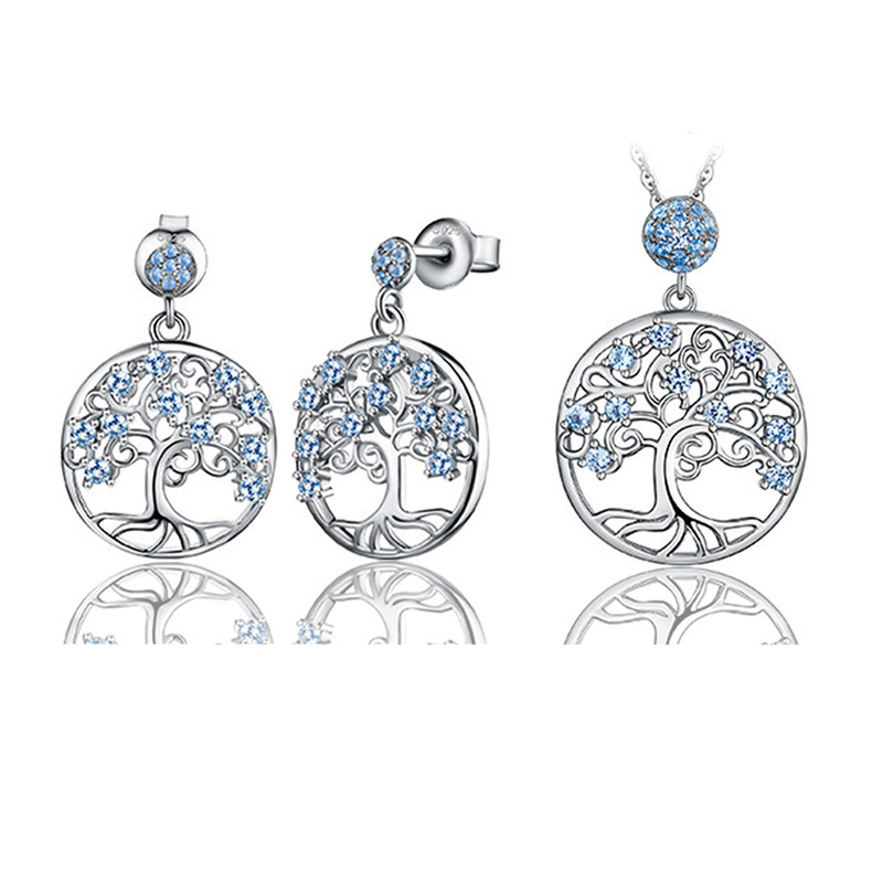 Life Tree Jewelry Set 925 Sterling Silver Fashion Style