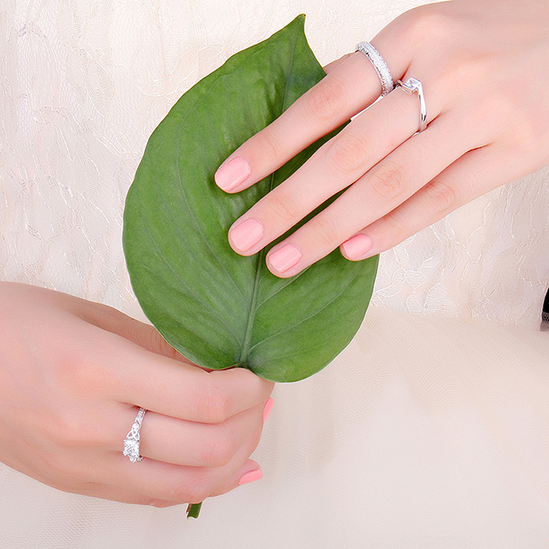 Full Stone 925 Silver Rings with White CZ