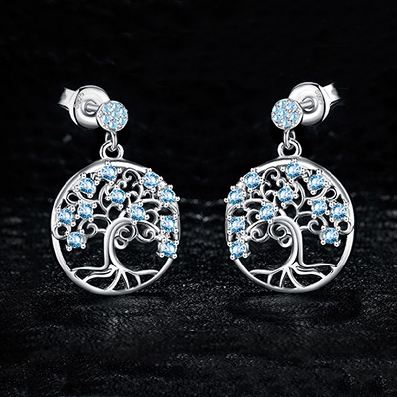 Life Tree Style 925 Silver Earrings Studs