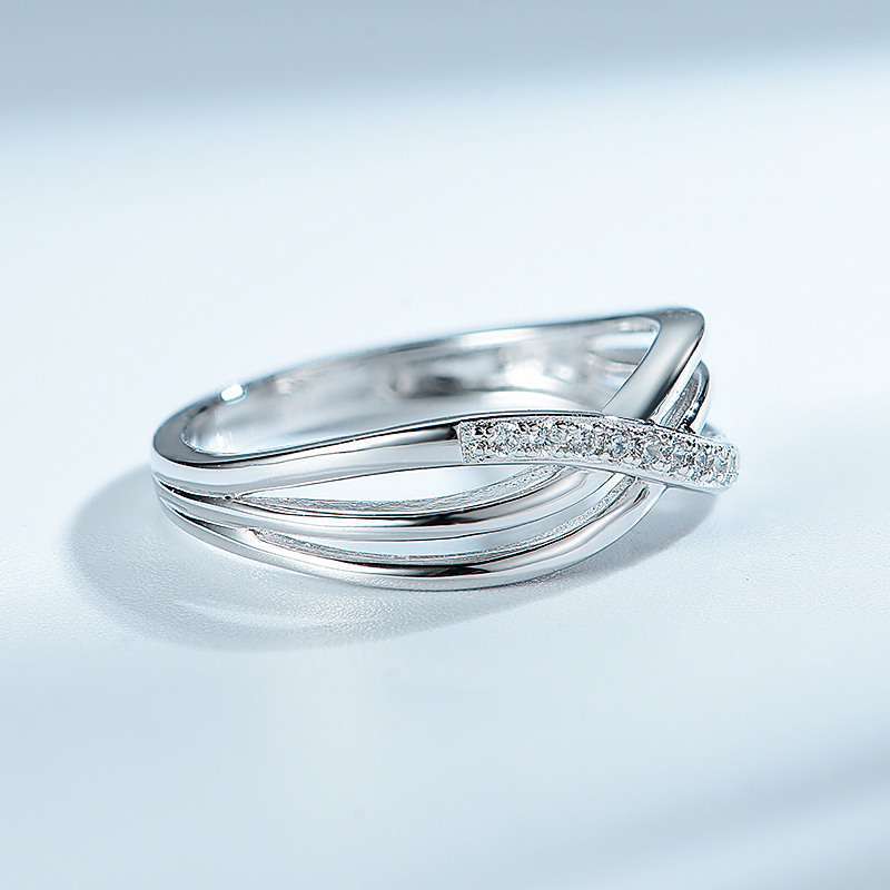 925 Silver ring with CZ infinity design rhodium plating