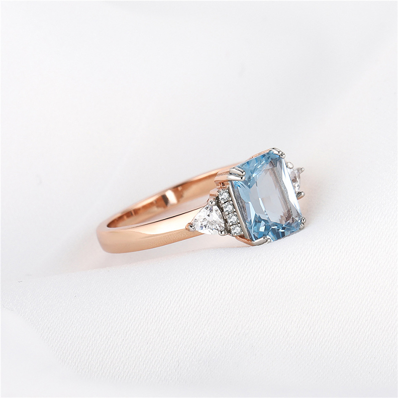 Two Tone 925 Silver Rings with Sky Blue Topaz