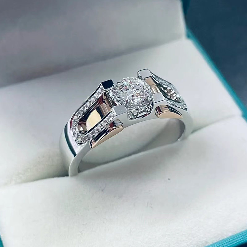 18K White Gold Men Rings 1.0 CT VS Diamond