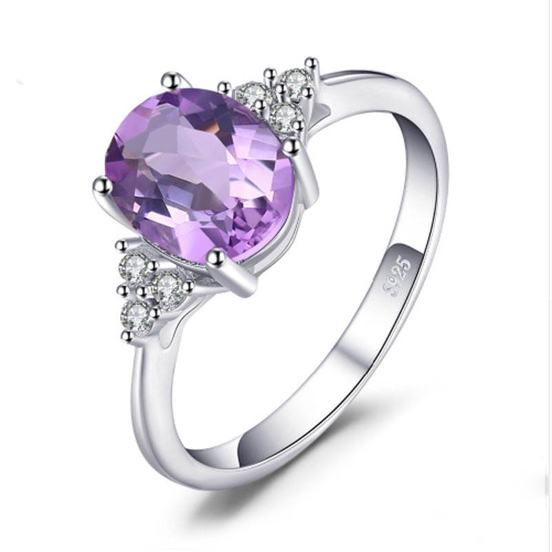 Oval Shape Amethyst 925 Silver Rings