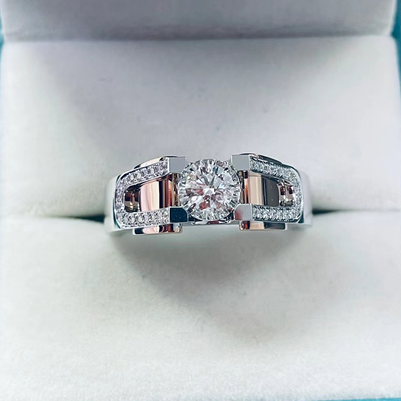 18K White Gold Men Rings 1.0 CT VS Diamond