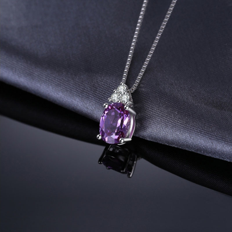 Fashion Necklace 925 Silver Jewelry with Purple Crystal