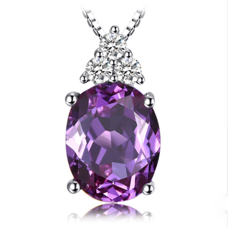 Fashion Necklace 925 Silver Jewelry with Purple Crystal