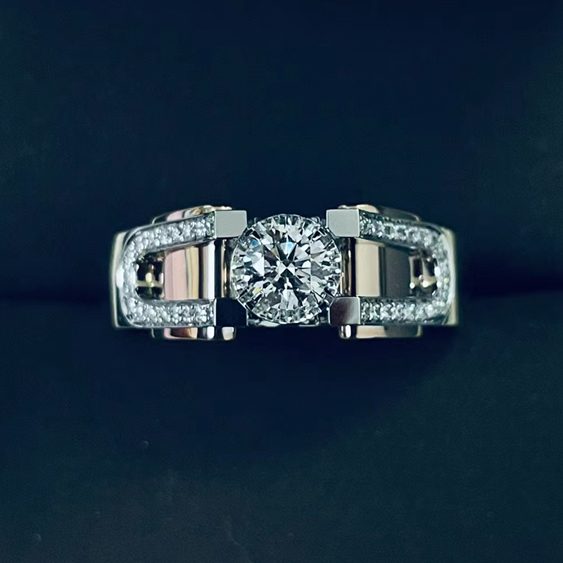 18K White Gold Men Rings 1.0 CT VS Diamond