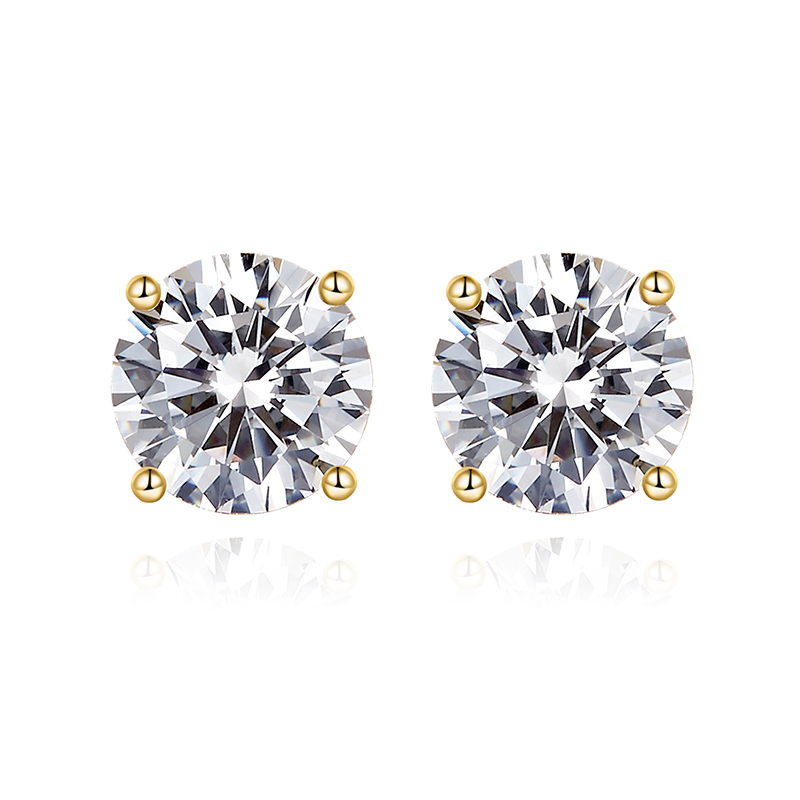 18K Yellow Gold with CVD Diamond Earring Studs