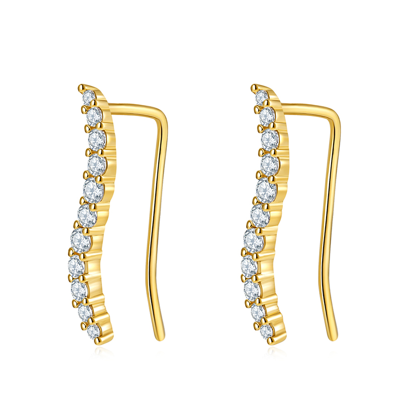 Fashion Jewelry 18K Yellow Gold Snake Shape Cuff Earring Studs CVD Diamond