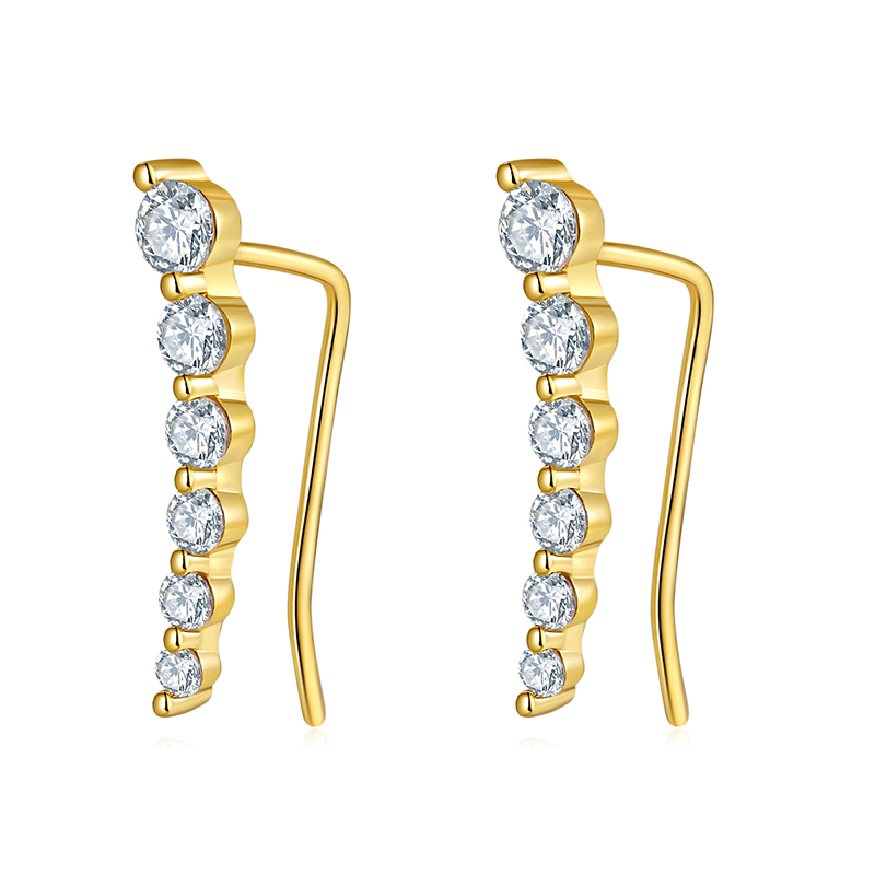 18K Yellow Gold Diamond Cuff Earrings Studs