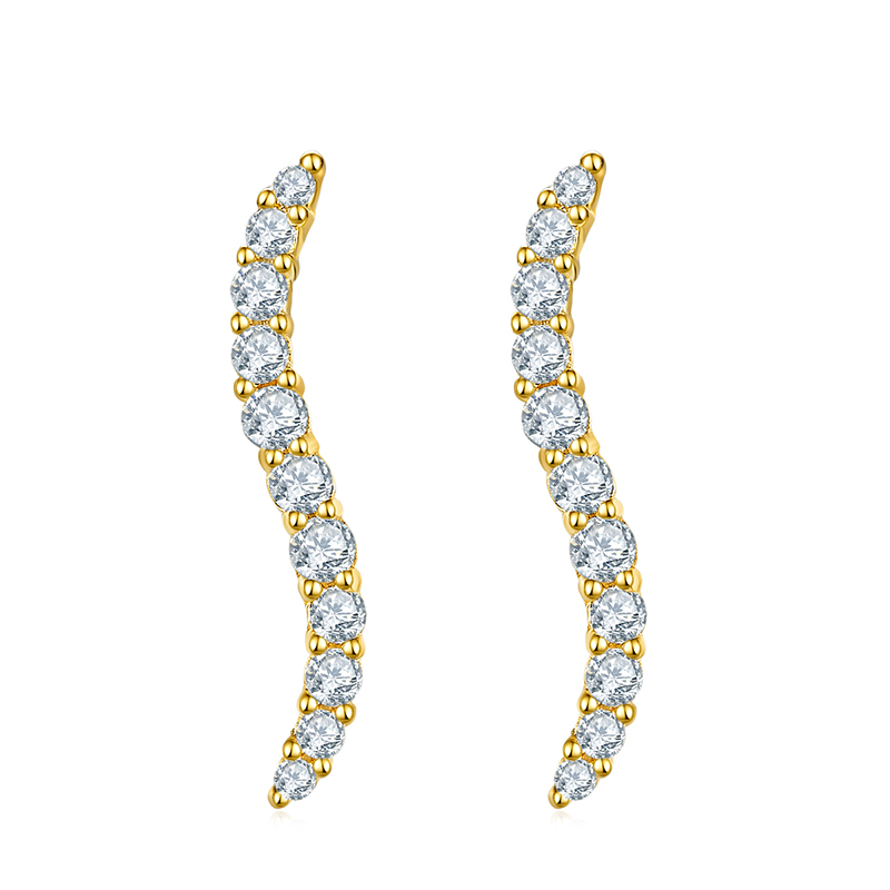 Fashion Jewelry 18K Yellow Gold Snake Shape Cuff Earring Studs CVD Diamond