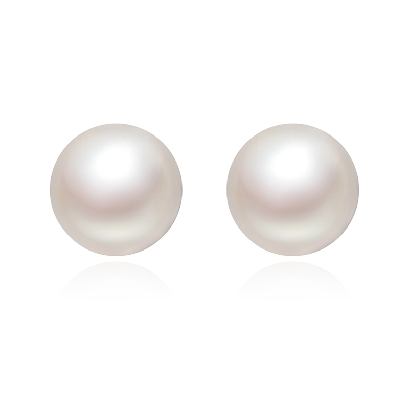 18K Yellow Gold Earring Studs Natural Fresh Water Pearl
