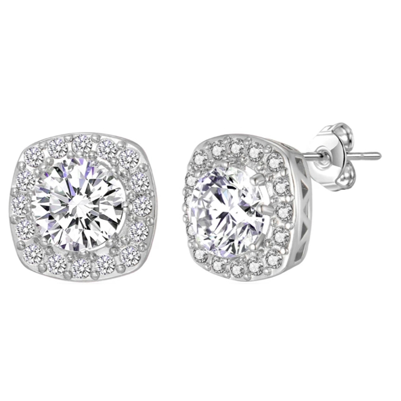 Fashion Rose Gold Plated Earring Studs 925 Silver Jewelry with Moissanite