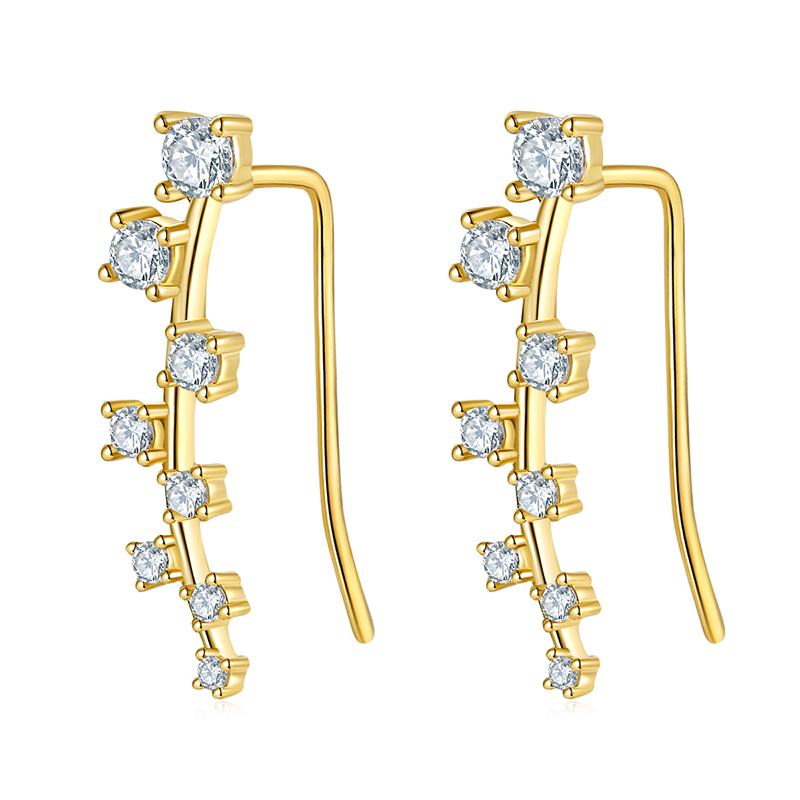 New Fashion 18K Yellow Gold Dimaond Cuff Earring Stud