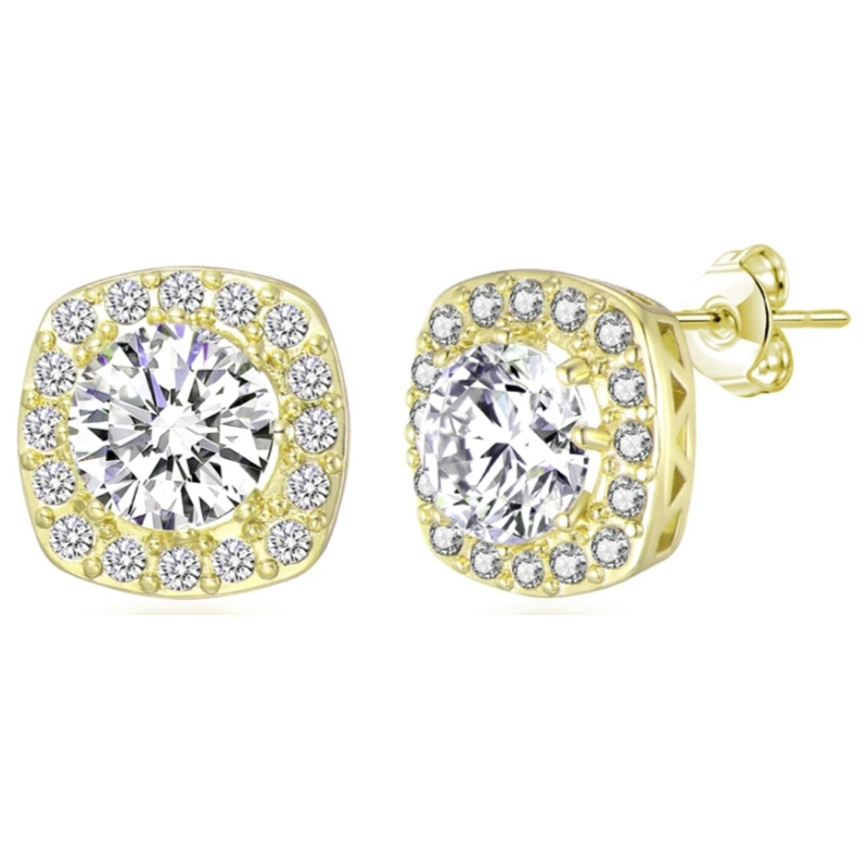 Fashion Rose Gold Plated Earring Studs 925 Silver Jewelry with Moissanite