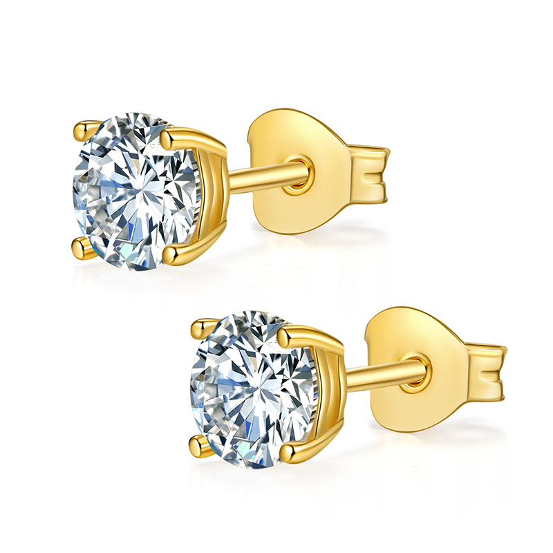 18K Yellow Gold with CVD Diamond Earring Studs